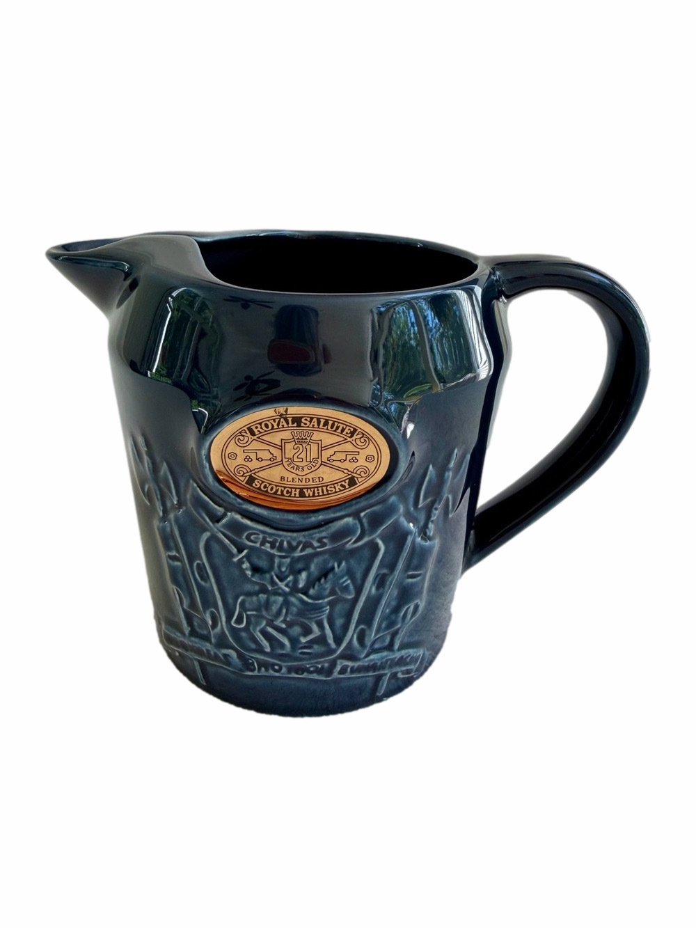 Vintage 90’s Chivas Royal Salute Bar Pitcher Vintage Cobalt Blue Pub Jug Ceram
